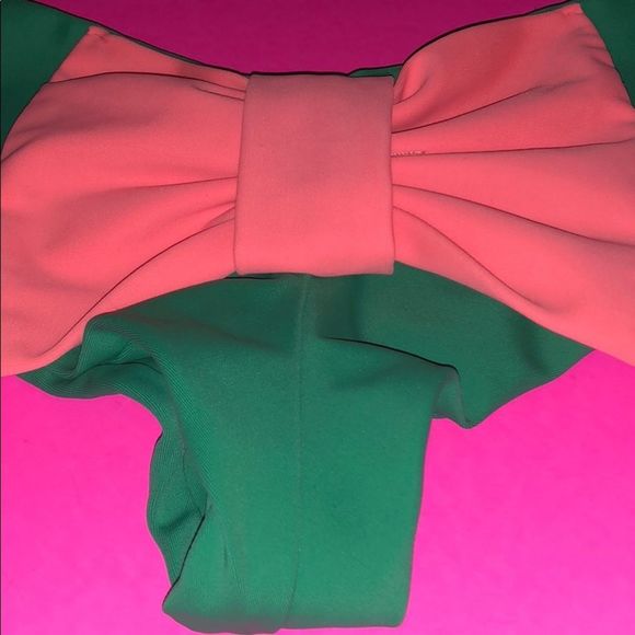 Lolli Swim Green Bikini Bottom W/Peach Bow nwot - Picture 2 of 5
